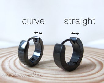 Tiny Flat Huggie Hoop, 4mm Wide, Mens Hoop Earrings, Surgical Stainless Steel earrings, Hypoallergenic Titanium earrings, Ear Cartilage hoop