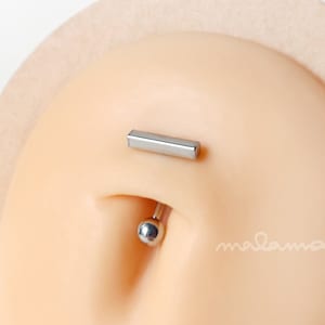 Minimalist Belly Button Ring Gestüt, Dainty Minimal Bar Bauch Ring, Titanium Bauch Ring, Silber, Rose Gold, Gold Nabel Ring.