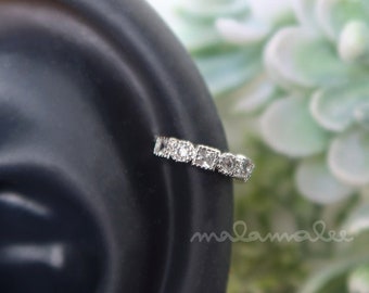 Round / Square CZ Cartilage Tiny Hoop Orecchini, Argento, Oro, Cerchio cartilagine orecchio, orecchini Huggie, orecchini Helix, orecchini cartilagine,