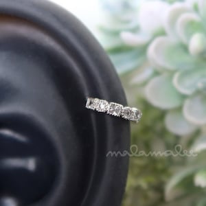 Round / Square CZ Cartilage Tiny Hoop Earrings, Silver, Gold, Ear Cartilage hoop, Huggie earrings, Helix earring, Cartilage earring,