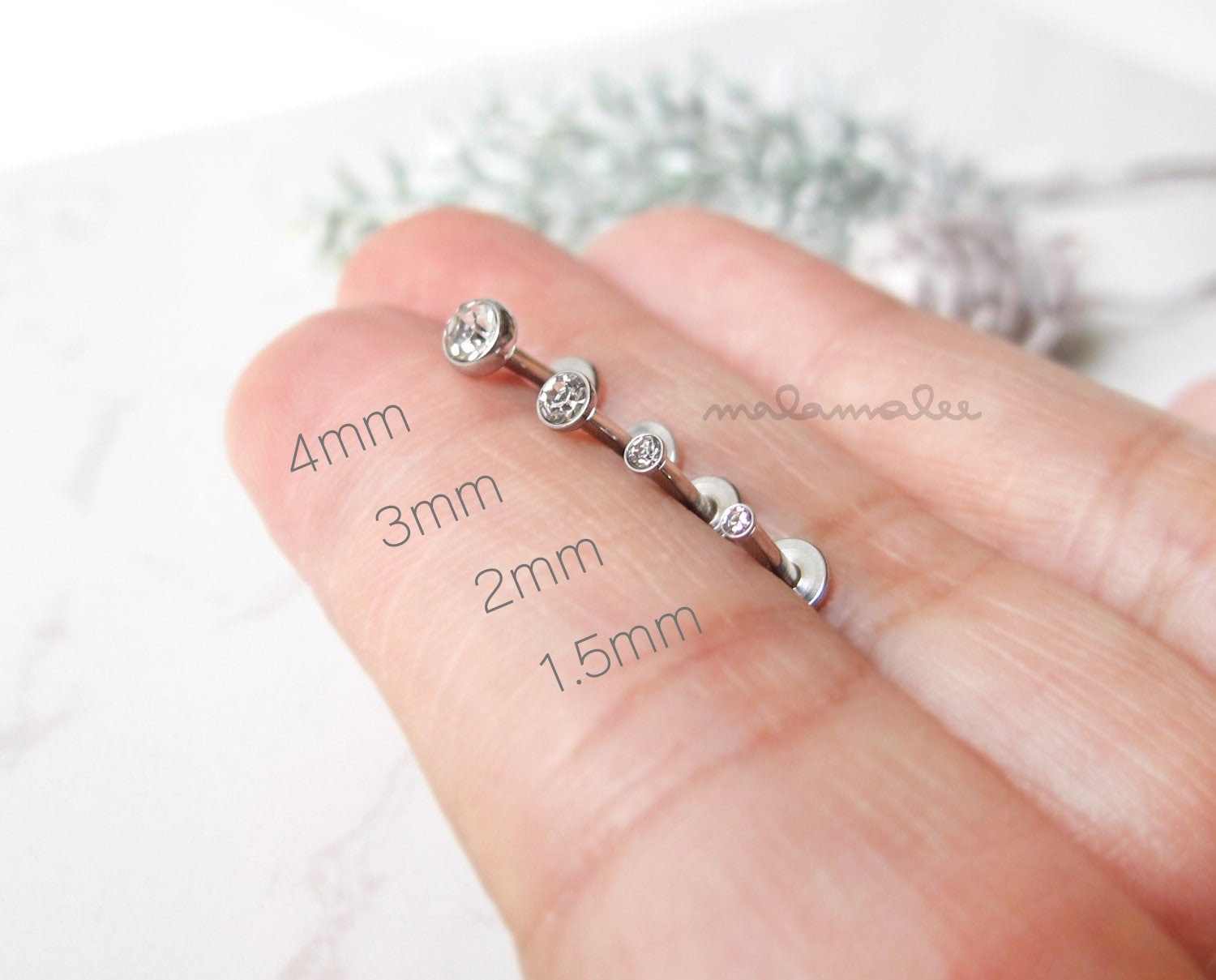 Clear CZ Tiny Sparkly Flat Back Earrings 16G Flat Back Etsy