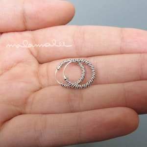 Sterling Silver Hoop Earrings, Bohemian earrings, Bali Hoop earrings, Small silver hoop earrings, Sterling silver tiny hoops,