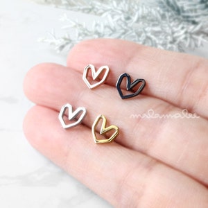 Heart Outline Stud Earrings, Hypoallergenic earrings