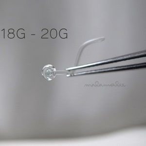 Tempered Glass Clear Nose Piercing Retainer, Screw Nose Stud, 18G, 20G Retainer Hypoallergenic nose stud, Clear glass piercing retainer