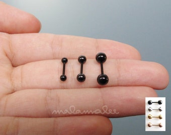 Set of 3, Surgical steel earrings stud barbell earring Helix earring, Cartilage piercing, Tragus, titanium earrings, minimalist earrings