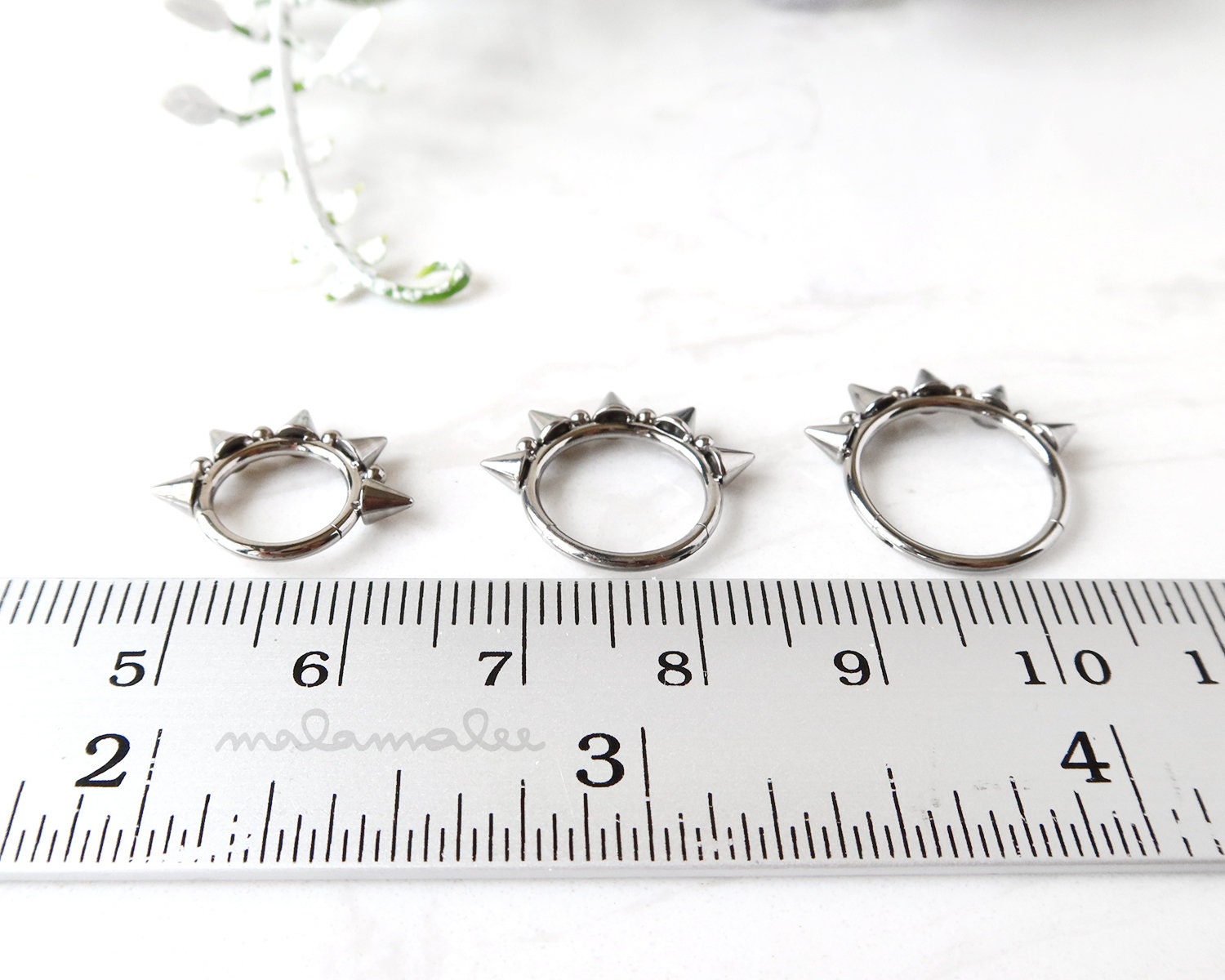 Spike Hoop Earring, Titanium Clicker Huggie Hoop, 16G Helix