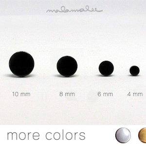 Black Flat Circle Disc Surgical steel stud, titanium earrings,minimalist earrings, geometric earrings, black dot earrings, men's earrings