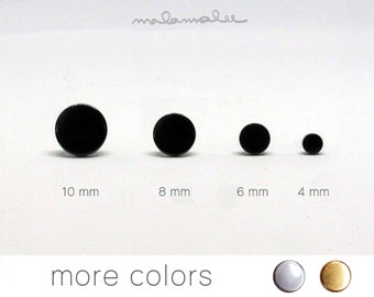 Black Flat Circle Disc Surgical steel stud, titanium earrings,minimalist earrings, geometric earrings, black dot earrings, men&#39;s earrings