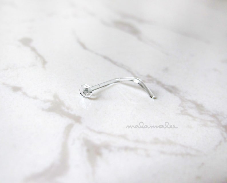 Tempered Glass Clear Nose Piercing Retainer Screw Nose Stud Etsy
