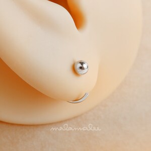 Ball Open Hoop earrings, Sleeper earrings, Tiny hoop earrings, Silver, Gold, Minimalist earrings