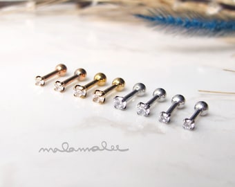 Tiny 2, 2.5mm Round Stud Earrings, Silver / Gold, Ball End, 16G, Cartilage, conch, helix stud, Surgical Steel stud earrings, minimalist