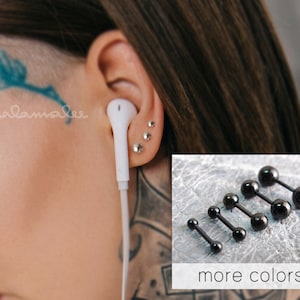 Set of 5 Ball ear piercing, Black, rose gold earrings, titanium earring, minimalist earrings, cartilage earring, helix, rook earring,