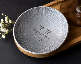 Personalized Bowl for 10th Anniversary, Ring Dish , Aluminum Wedding, Tin Anniversary Gift, 10 Year Anniversary Gift for Wife