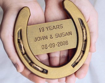 Personalized Horseshoe for 19th Anniversary,Bronze Wedding,19th Anniversary Gift,Bronze Anniversary,Gift for Wife,19 Year Gift,Gift for Her.