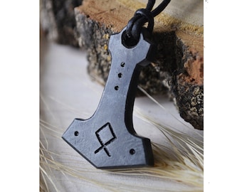 IJzeren hamer Viking-runenhanger, handgesmede Thor-hamer, Mjolnir-hanger, runenketting, Scandinavische hanger, Viking-amulet, talisman, Thor