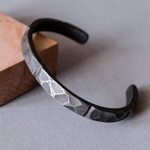 Stainless Cuff Bracelet.Hand Forged Bracelet.Men&#39;s Steel Cuff Bracelet.Matching Bracelets.Metal Black Bracelet,Custom Metal Bracelet.