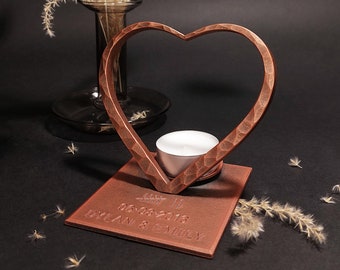 Personalized Copper Candle Holder,Copper Heart for 7th Anniversary,Wedding Anniversary Gift,Copper Anniversary Gift for Her,Gift for Wife.