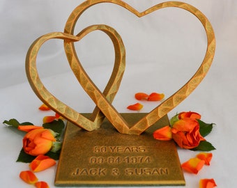 Golden Heart for 50th Anniversary,Personalized 50th Anniversary Gift,50th Wedding Anniversary,Gift for Parents Anniversary,Grandparents Gift