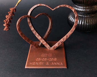 Corazón de cobre para el 7º aniversario, regalo personalizado del 7º aniversario, regalo de aniversario de cobre para ella, regalo de aniversario de boda, regalo para la esposa