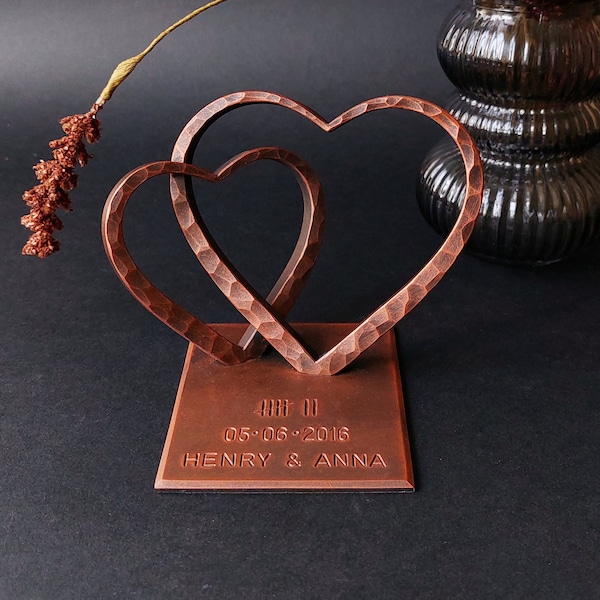 Copper Heart for 7th Anniversary,Personalized 7th Anniversary Gift,Copper Anniversary Gift for Her,Wedding Anniversary Gift,Gift for Wife