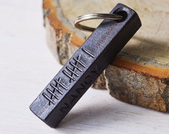 Personalized 11th Anniversary Keychain,Hand Forged Steel Keychain,11 Year Gift,Steel Anniversary Gift,Forged Gift For Him,11th Wedding Gifts