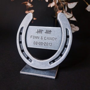Personalized Horseshoe for 10th Anniversary,Tin Anniversary Gift,10 Year Anniversary Gift for Wife,Aluminum Wedding,Anniversary Gift for Him