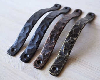 Hand Forged Iron Drawer Handle,Metal Cabinet Pull,Wrought Handle,Black Kitchen Handles,Drawer Pulls,Cabinet Hardware,Bronze Cabinet Handles