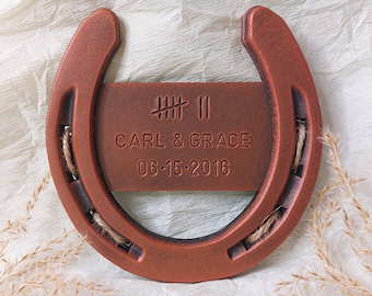 Copper Horseshoe for 7th Anniversary,Personalized 7th Anniversary Gift,7th Anniversary Gift for her,Wedding Anniversary Gift,Gift for Wife.