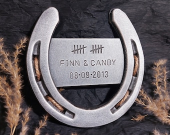 Ferradura para 10º aniversário, presente personalizado de 10º aniversário, casamento de alumínio, presente de aniversário de lata, presente de aniversário de 10 anos para esposa