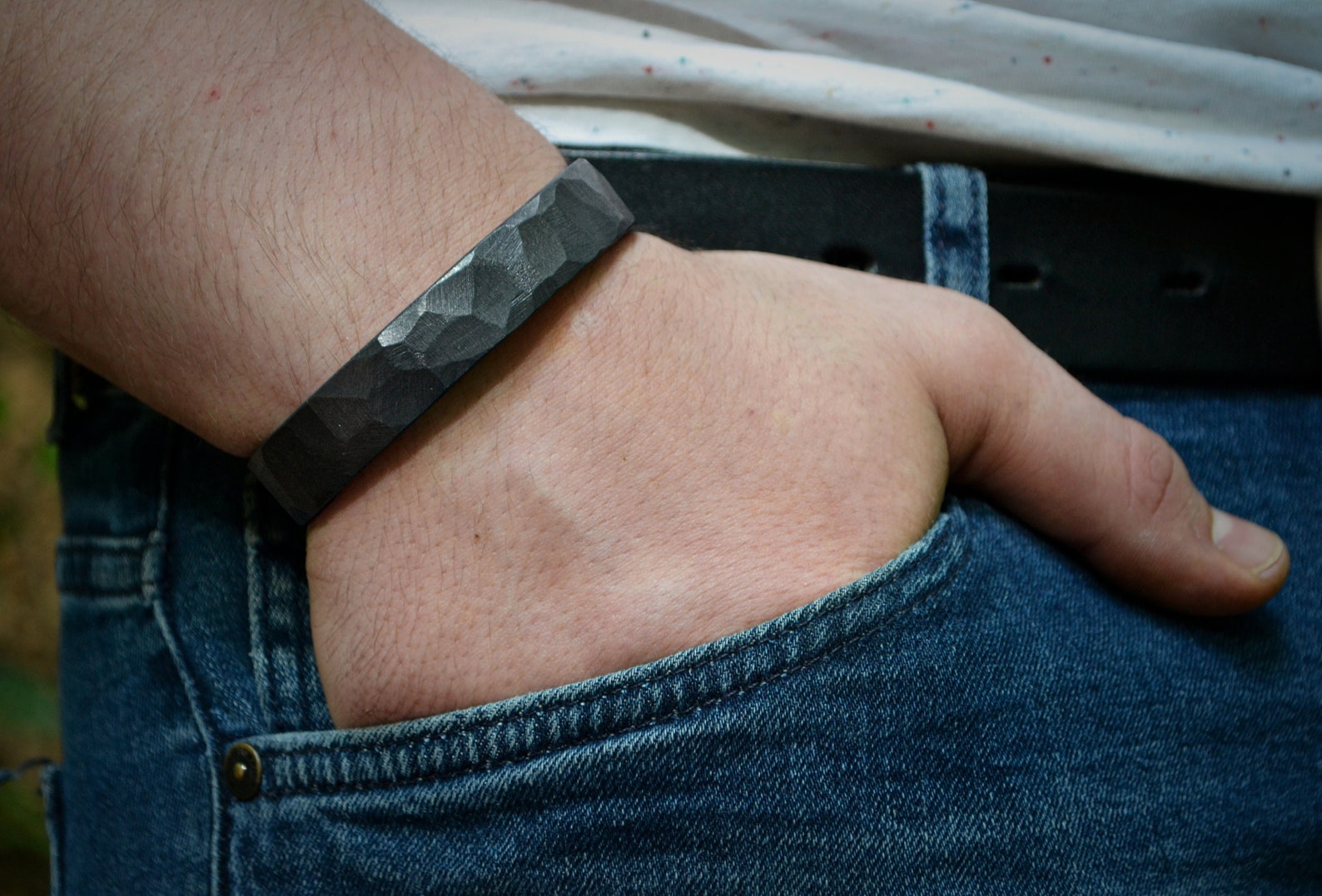 Hand Forged Iron Braceletmen #39 s Steel Etsy