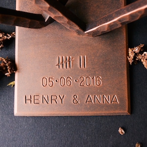 Copper Heart for 7th Anniversary,Personalized 7th Anniversary Gift,Copper Anniversary Gift for Her,Wedding Anniversary Gift,Gift for Wife image 3