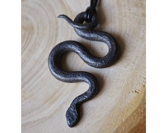 Iron Snake Pendant,Hand Forged Snake Necklace,Gothic Pendant,Snake Necklace,Viking Pendant,Snake Celtic Amulet,Snake Choker,Serpent Pendant