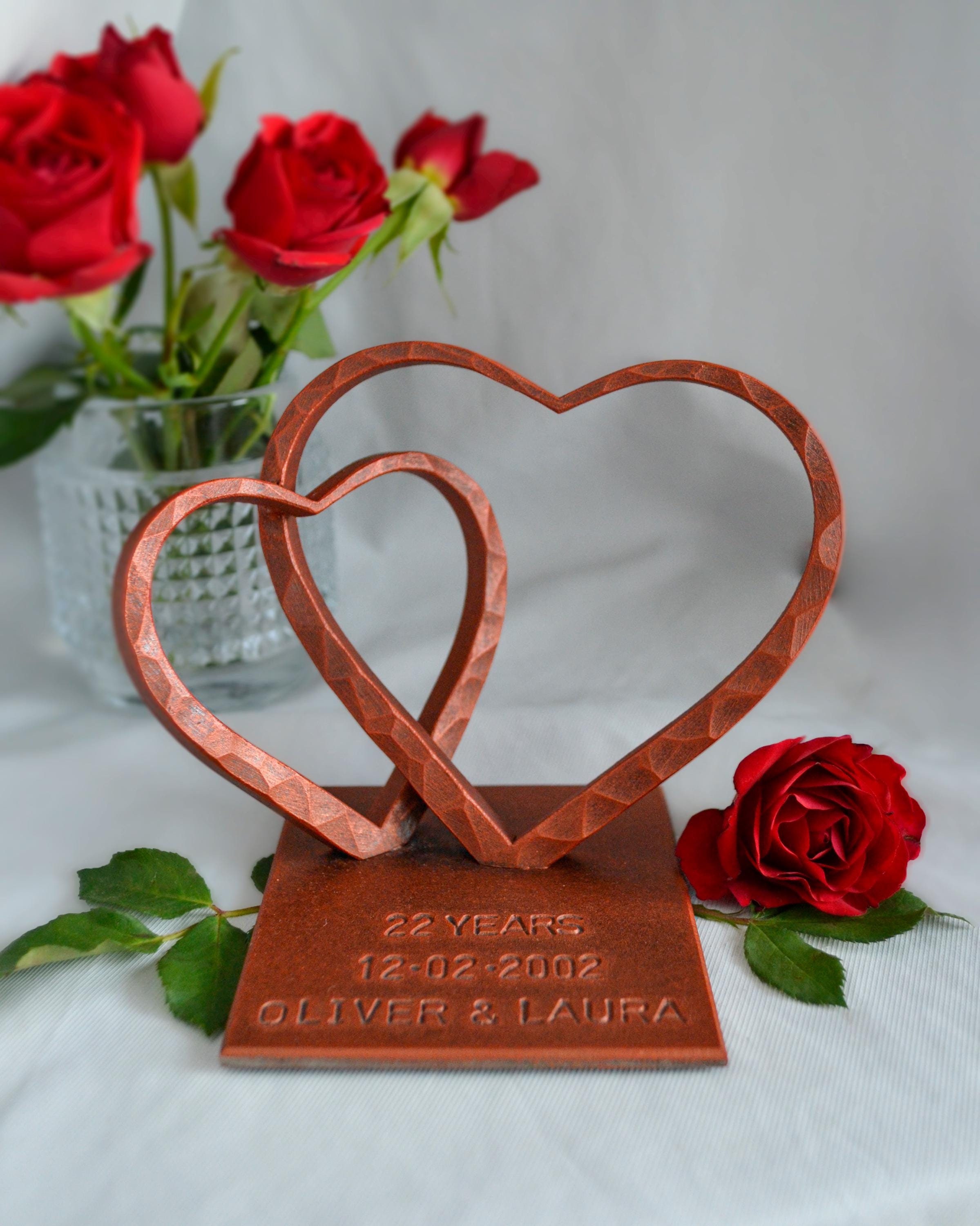 Two Heart for 22nd Anniversary,personalized 22nd Anniversary Gift