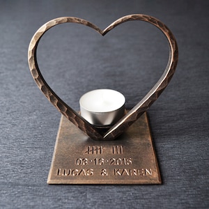 Bronze Heart for 8th Anniversary,Hand Forged Candle Holder,Personalized 8th Anniversary Gift,8th Anniversary Gift for Wife,Candle Holder image 7