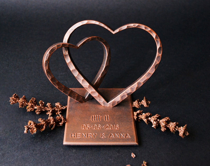 Copper Heart for 7th Anniversary,Personalized 7th Anniversary Gift,Copper Anniversary Gift for Her,Wedding Anniversary Gift,Gift for Wife image 2