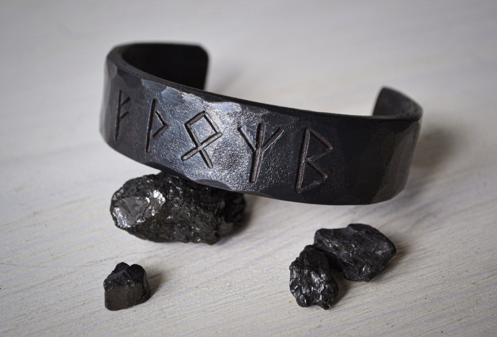 Hand Forged Runes Bracelet,viking Iron Bracelet,personalized Metal ...
