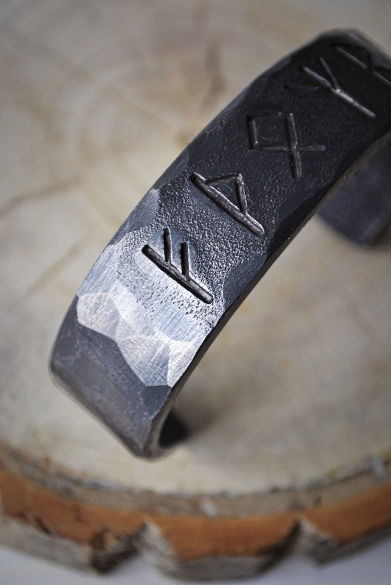 Hand Forged Runes Bracelet,viking Iron Bracelet,personalized Metal ...