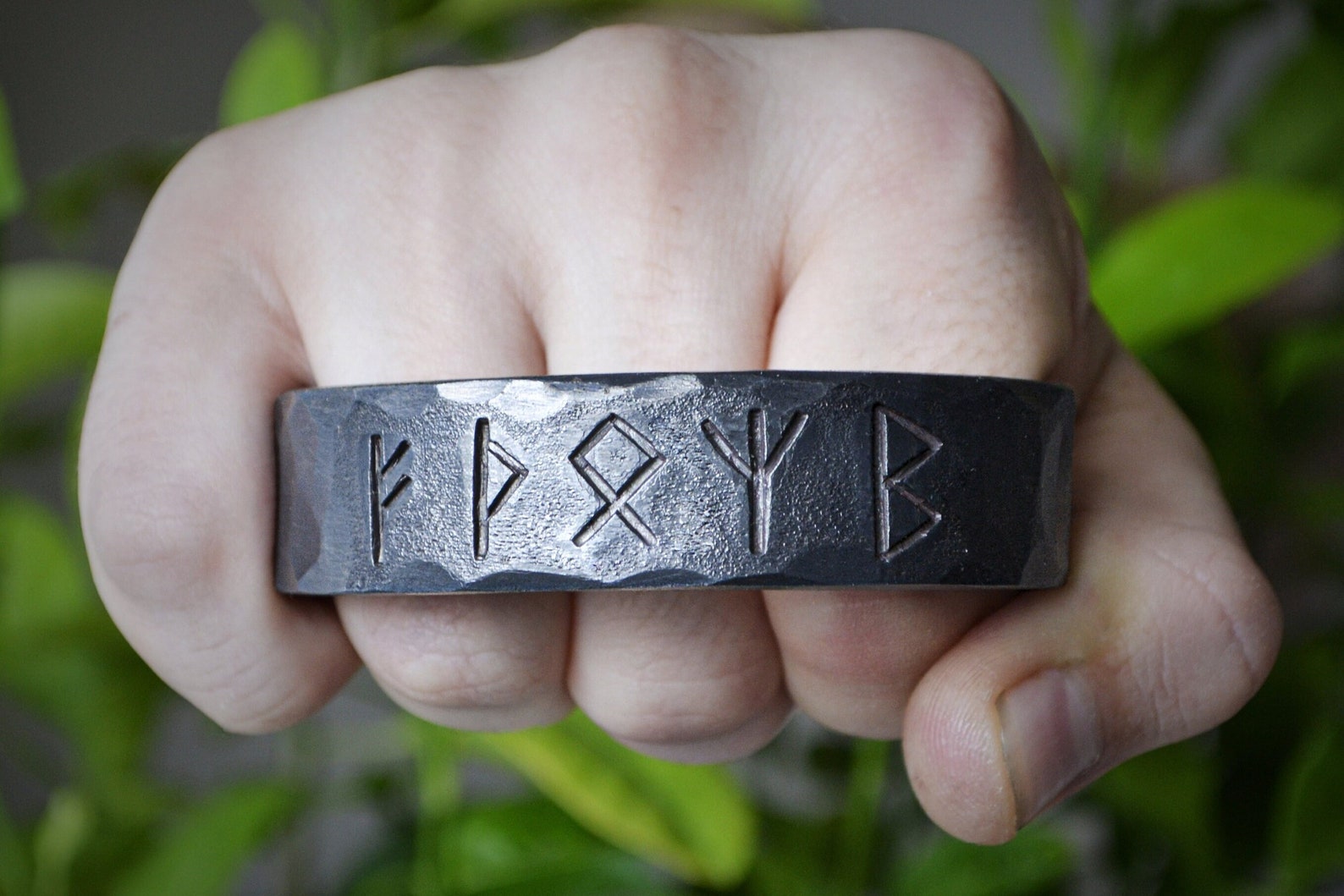 Hand Forged Runes Bracelet,viking Iron Bracelet,personalized Metal ...