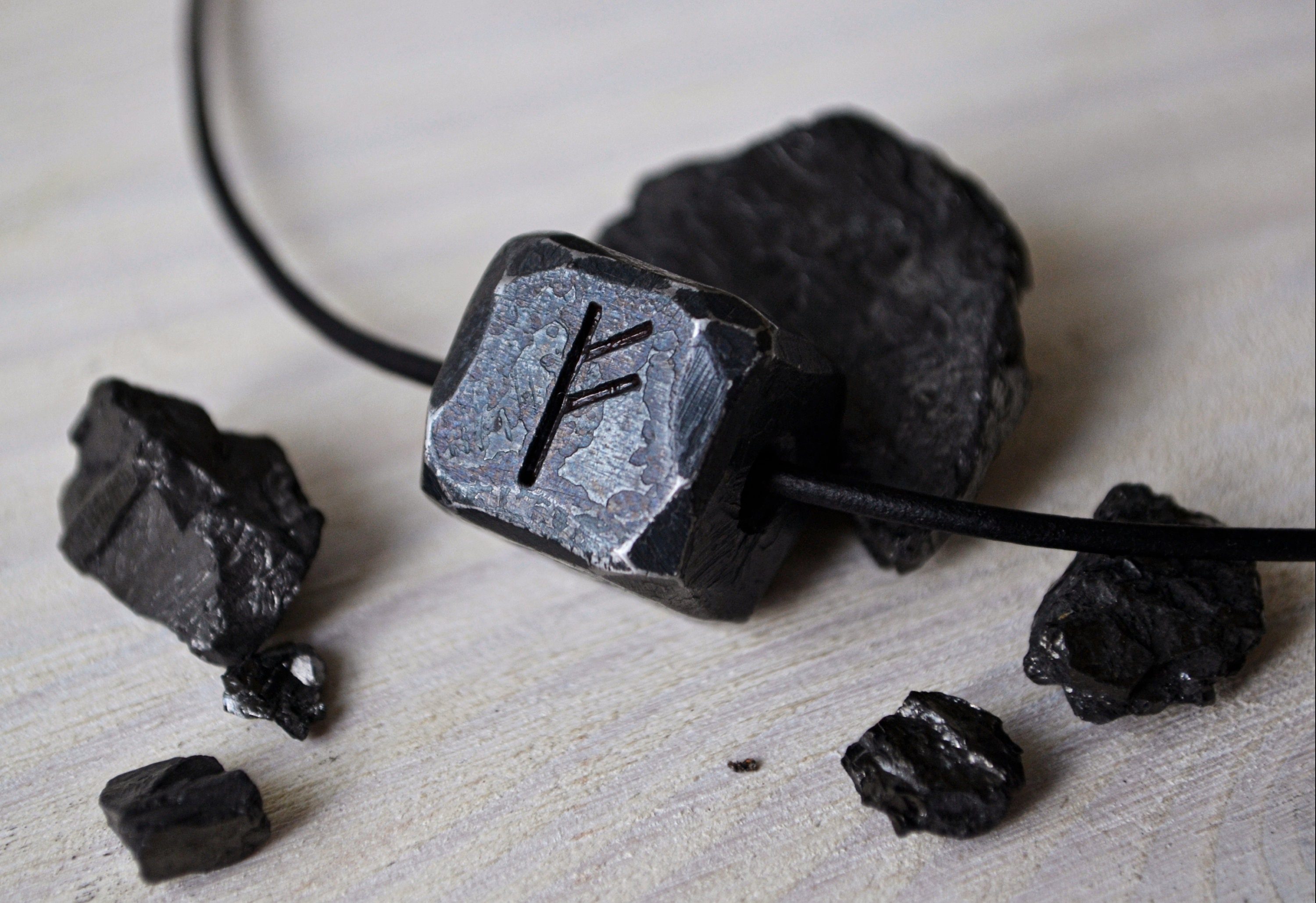 Iron Rune Hand Forged Runes Pendant,viking Iron Necklace,personalized Rune Nordic ...