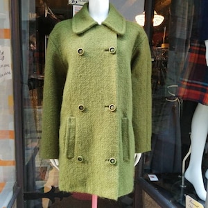 Coat 3/4 olive green wool 60s size 42 / 12 / M