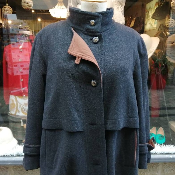 Manteau trois quart en loden / laine d'alpaga vintage années 80 taille 44-46 / L-XL