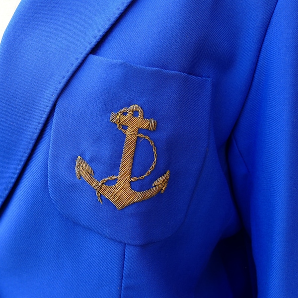 Veste GEORGES RECH pure laine vintage années 80 bleue électrique Ancre Marine taille 40 / 10 / M