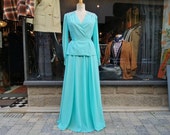 Deadstock! Ensemble jupe longue et chemisier de cérémonie des années 70 taille 36 / 8 / XS