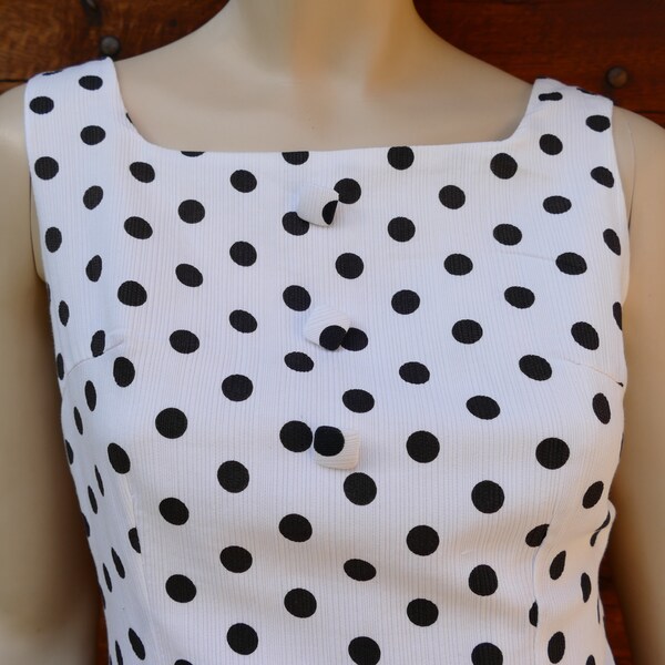 Robe sixties blanche àpois noires taille 36 / XS / 8