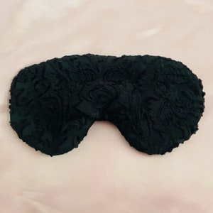 Black Sleep Mask Flocked Velvet, Silk Sleeping Mask, Adjustable Sleep Mask for Women, Oversized Sleep Mask, Black Owned Shops