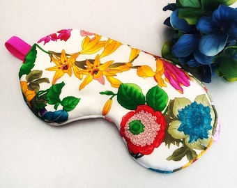 Floral Silk Sleep Mask: Oversized Padded Eye Mask