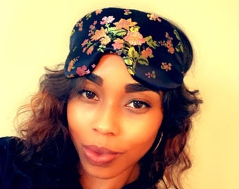 Floral Print Silk Sleep Mask: Adjustable Comfort Eye Mask