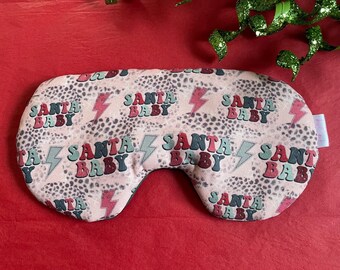 Santa Baby Sleep Mask: Oversized Adjustable Eye Mask with Silk Backing