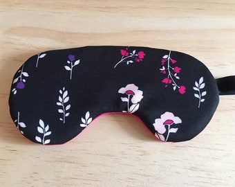 Floral Sleep Mask: Black Eye Mask with Pink Flowers