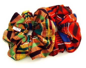 Kente Print Scrunchie, Jumbo Scrunchies, Large Afro Puff Scrunchie, Black Owned Shops